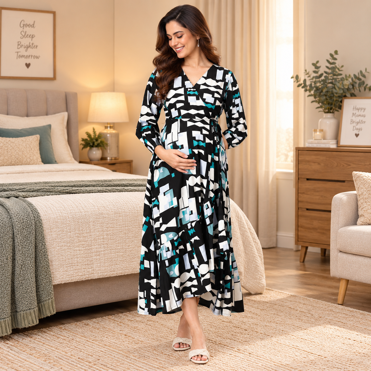 Color Me Black Maternity and Nursing Dress Multi