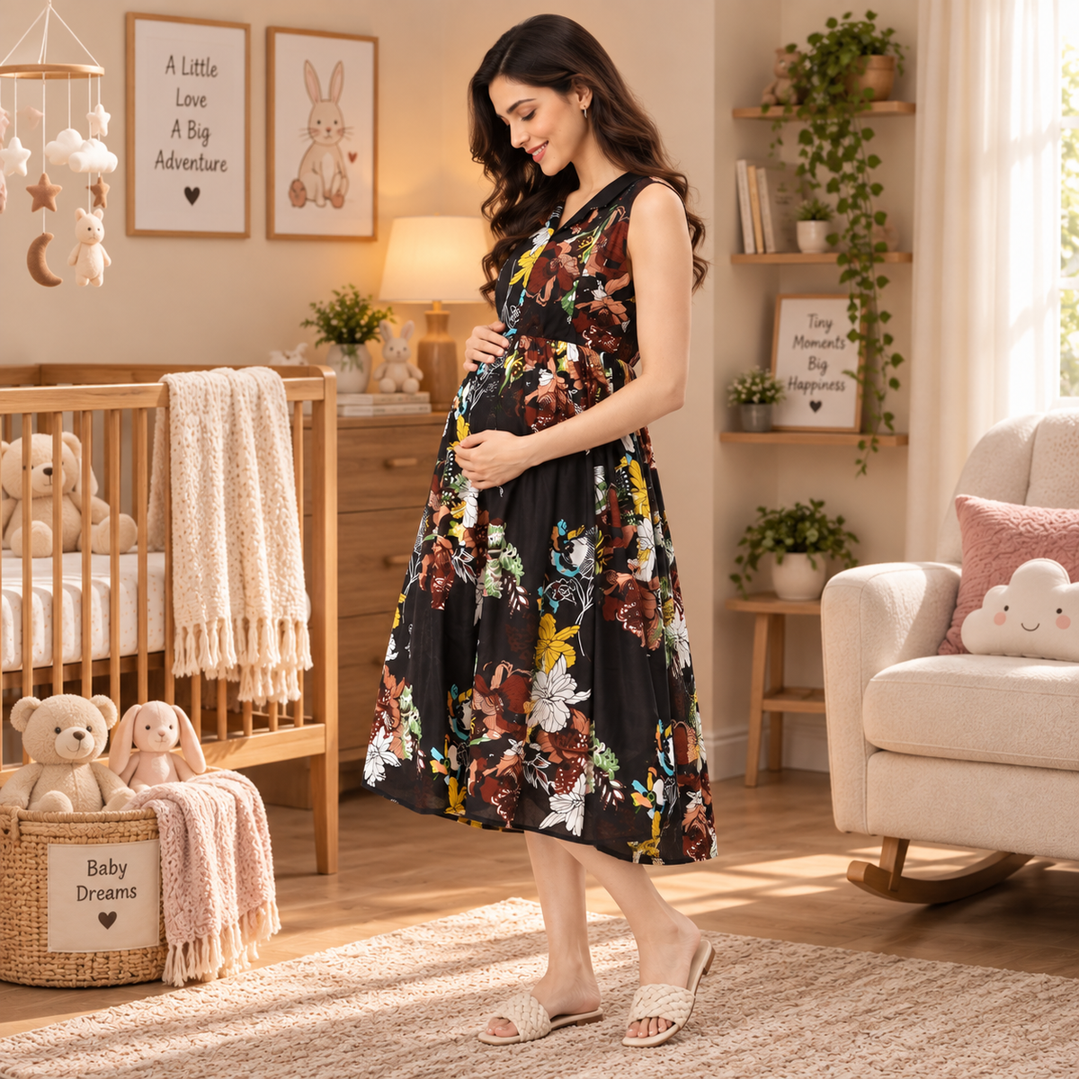Ebon Bloom Maternity and Nursing Dress Multi