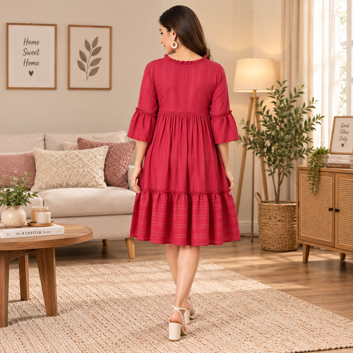 Sugar Berry Maternity and Nursing Dress Magenta