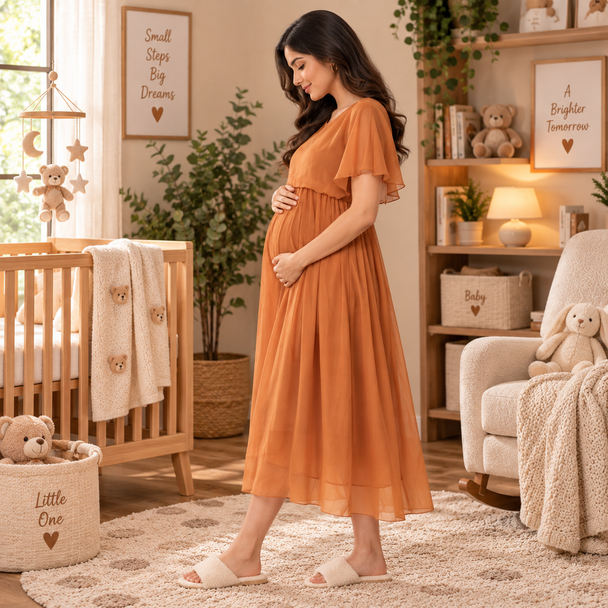 Toffee Coffee Maternity and Nursing Dress Brown