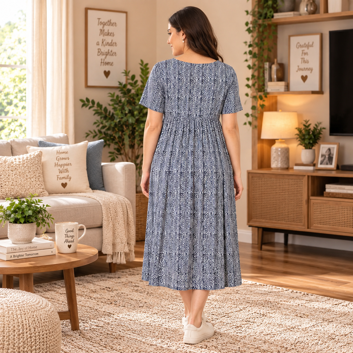 Indigo Stripe Maternity and Nursing Dress Multi