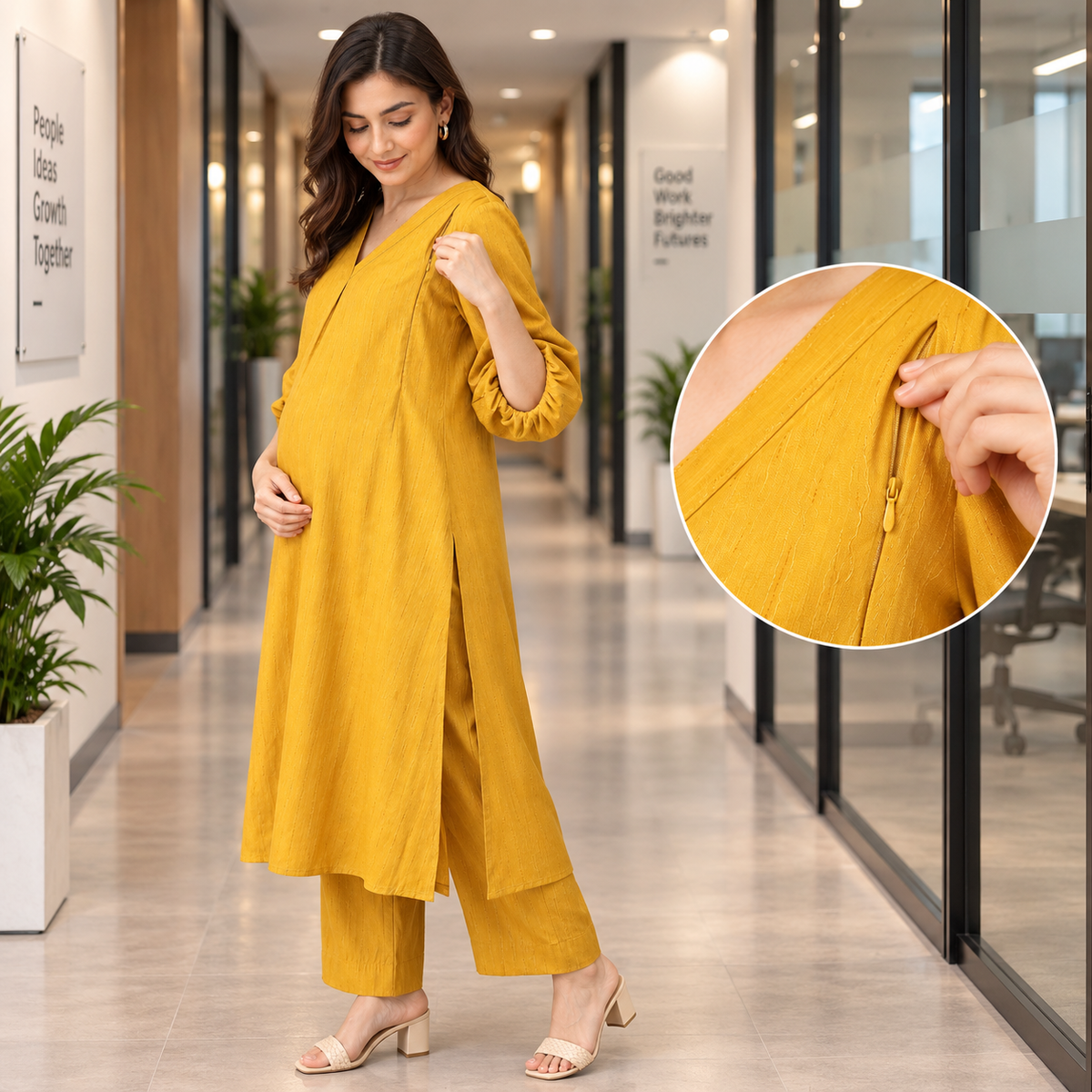 Sundaze Maternity and Nursing Co Ord Set Yellow