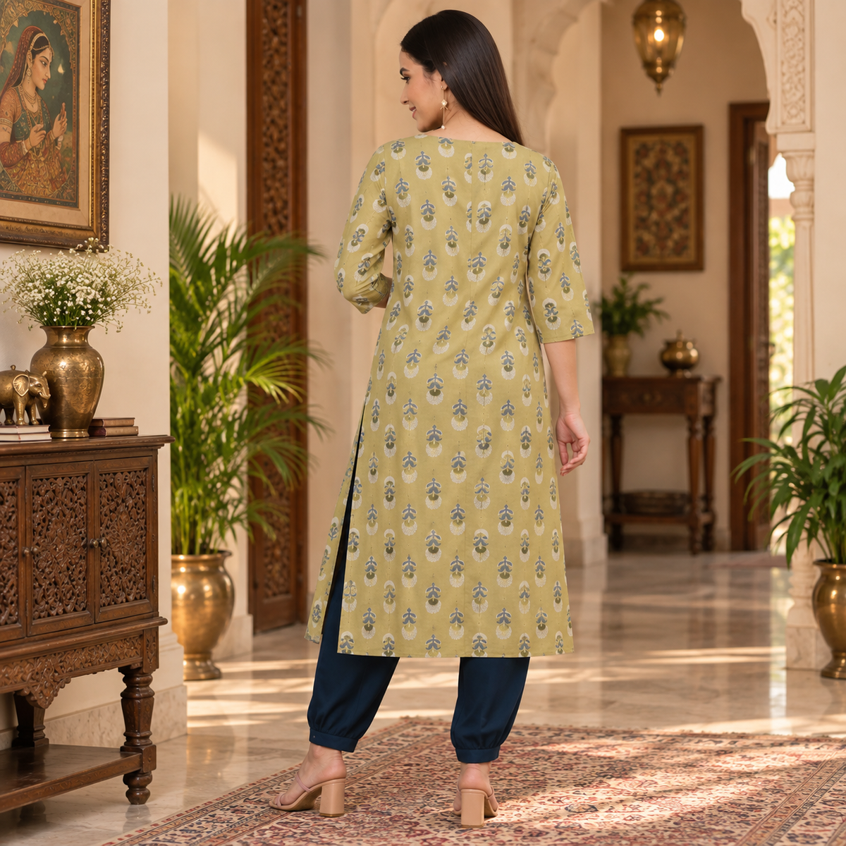 Garden Party Maternity & Nursing Kurta Set – Olive