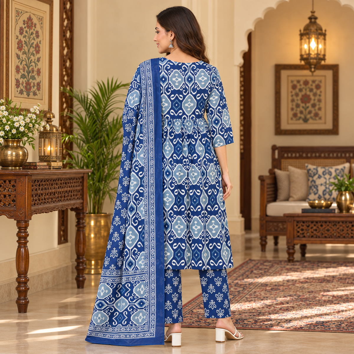 Indigo Mode Maternity and Nursing Kurta Set Blue