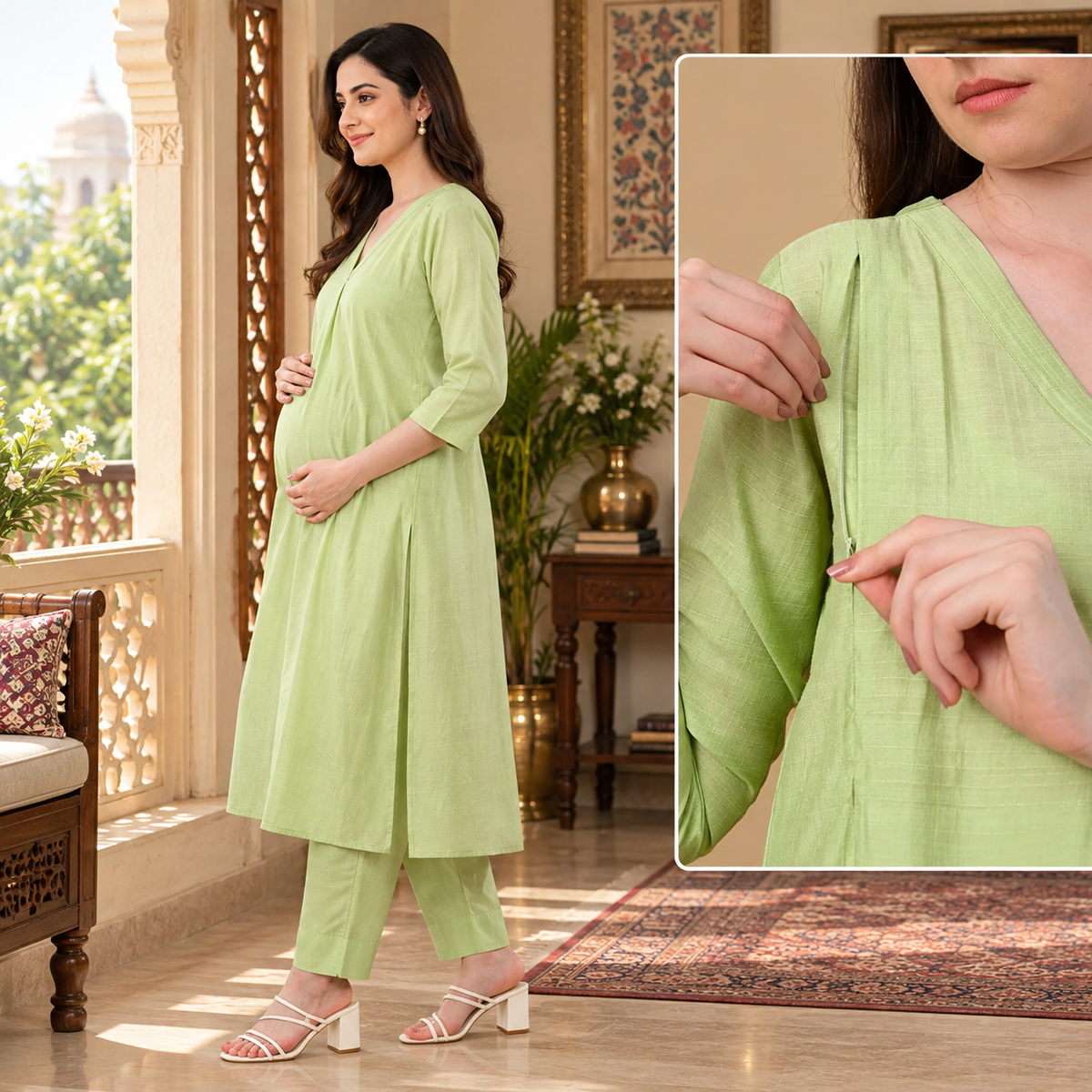 Aloe You Vera Maternity and Nursing Co Ord Set Green