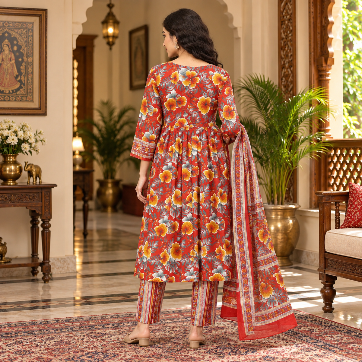 Sindoor Tara Maternity and Nursing Kurta Set Red