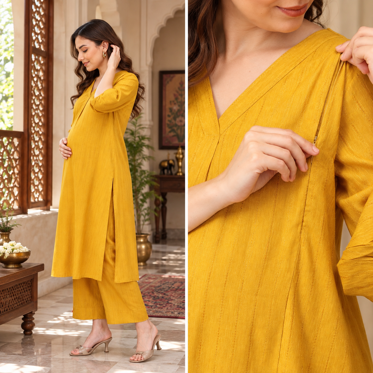 Sundaze Maternity and Nursing Co Ord Set Yellow