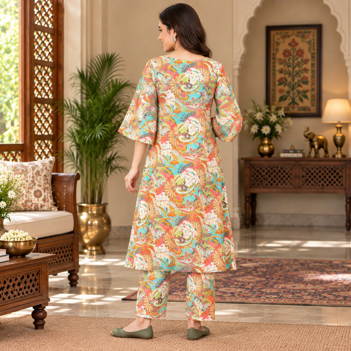 Whimsical Paisley Maternity and Nursing Co ord Set Multi