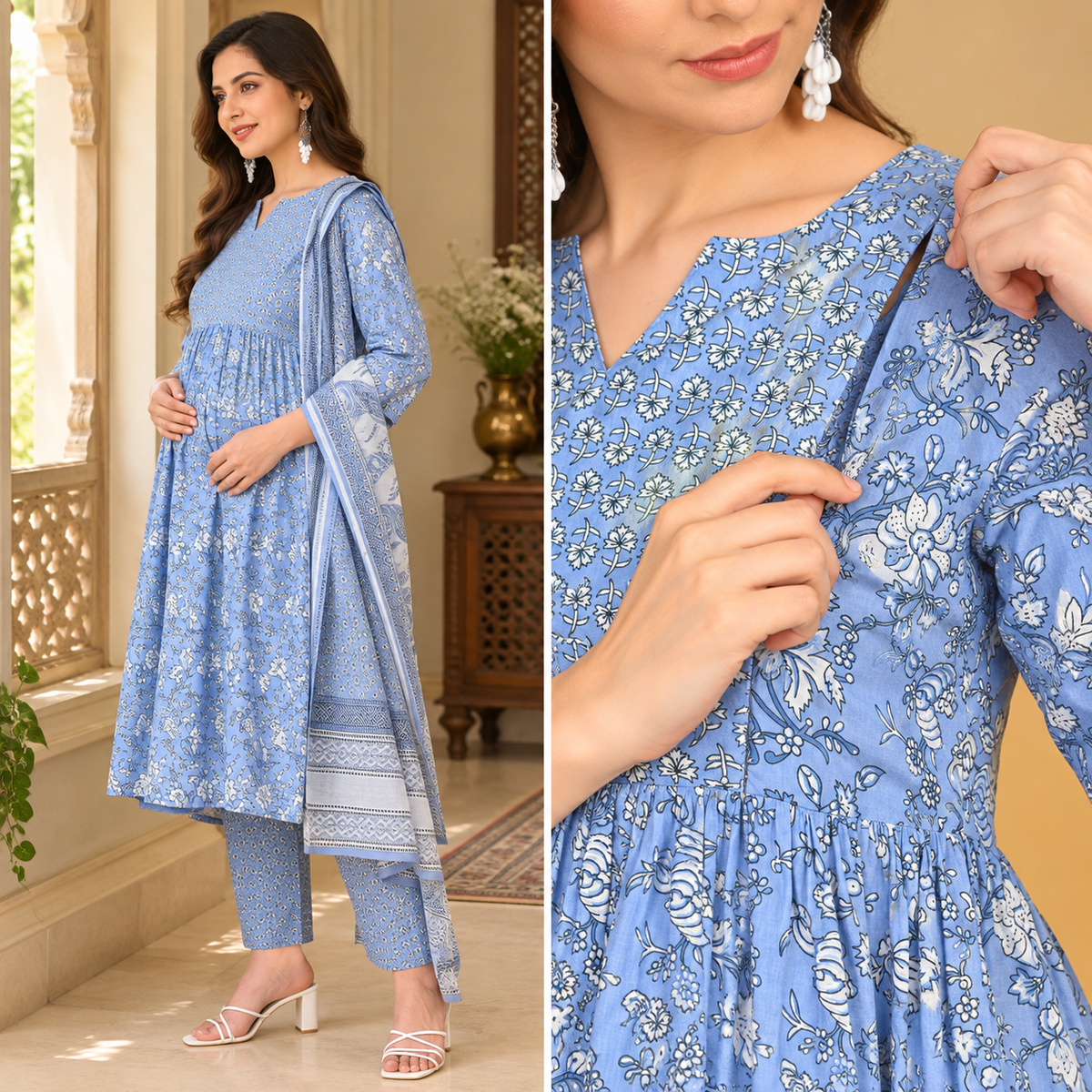 ShyamAab Maternity and Nursing Kurta Set Multi