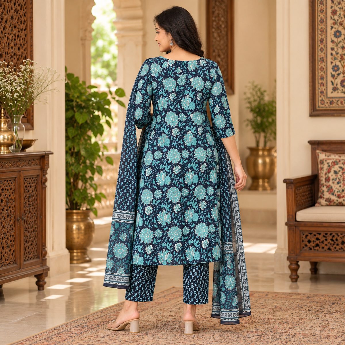Azure Grace Maternity and Nursing Kurta Set Multi