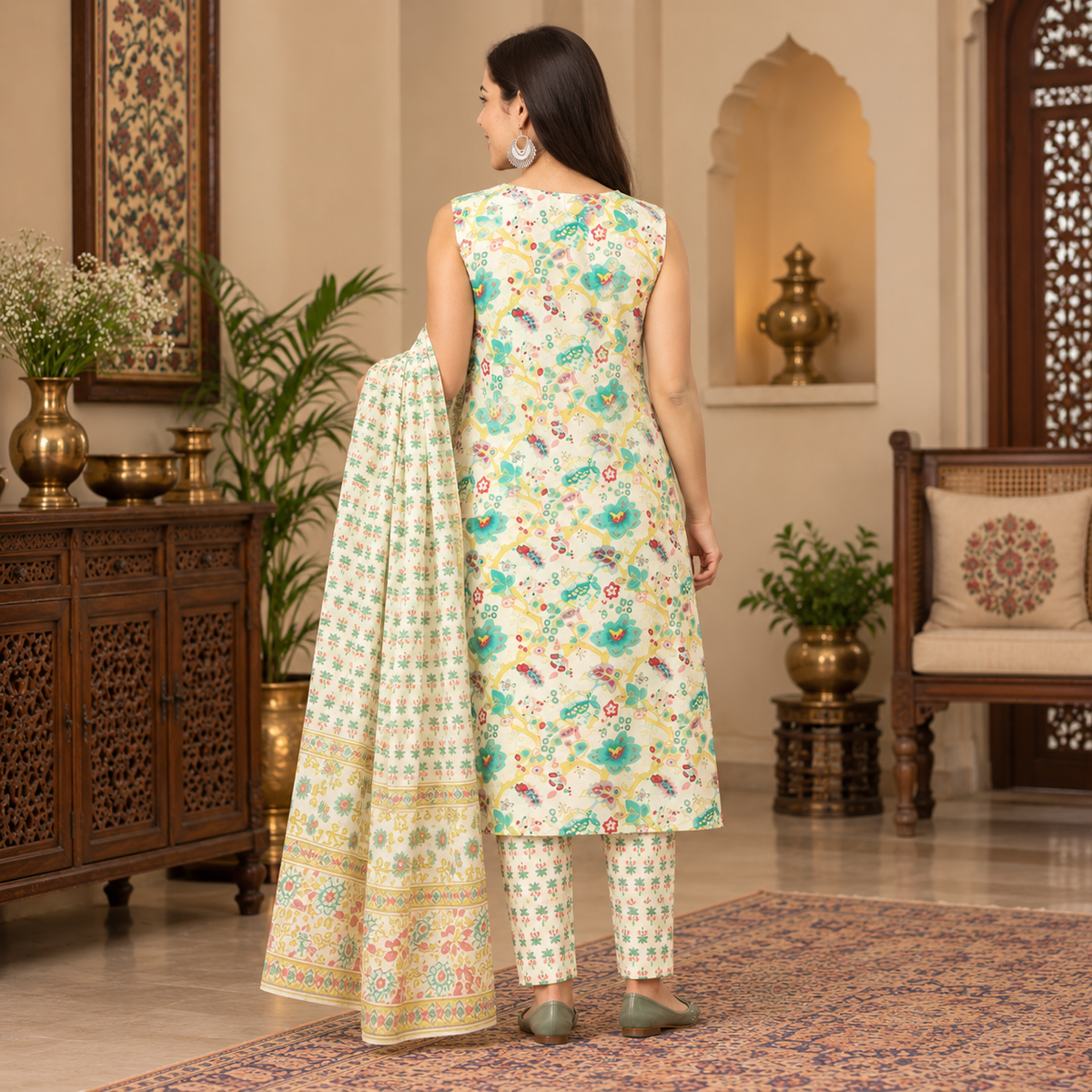 Aabha Maternity and Nursing Sleeveless Kurta Set Multi