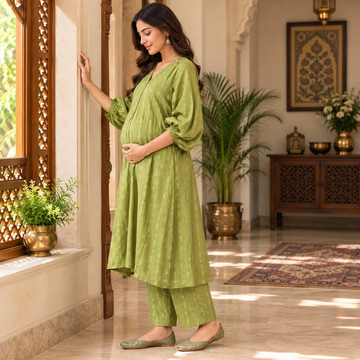 Mint Magic Maternity and Nursing Co Ord Set Green