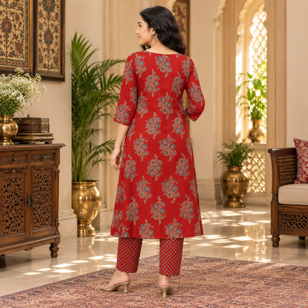 Aafreen Maternity and Nursing Anarkali Kurta Set Multi