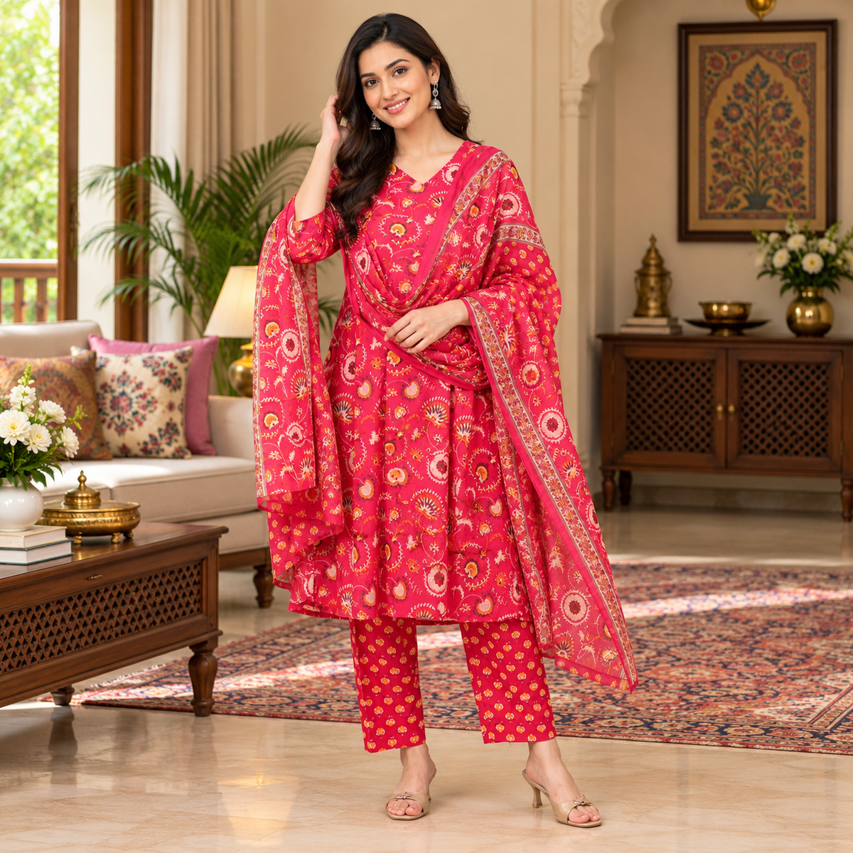 Peony Dream Maternity and Nursing Kurta Set Multi