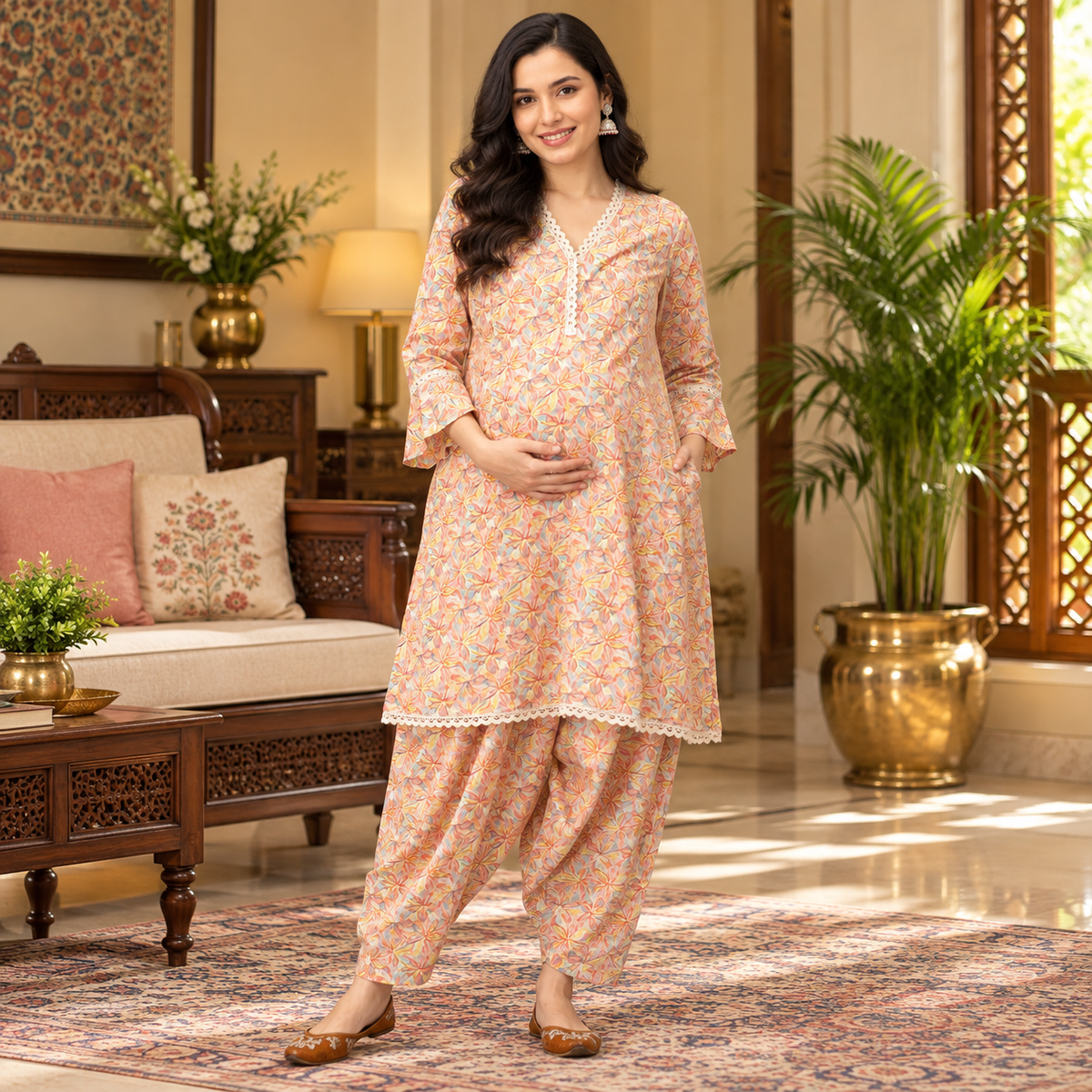 Peachin' It Maternity and Nursing Co Ord Set Multi