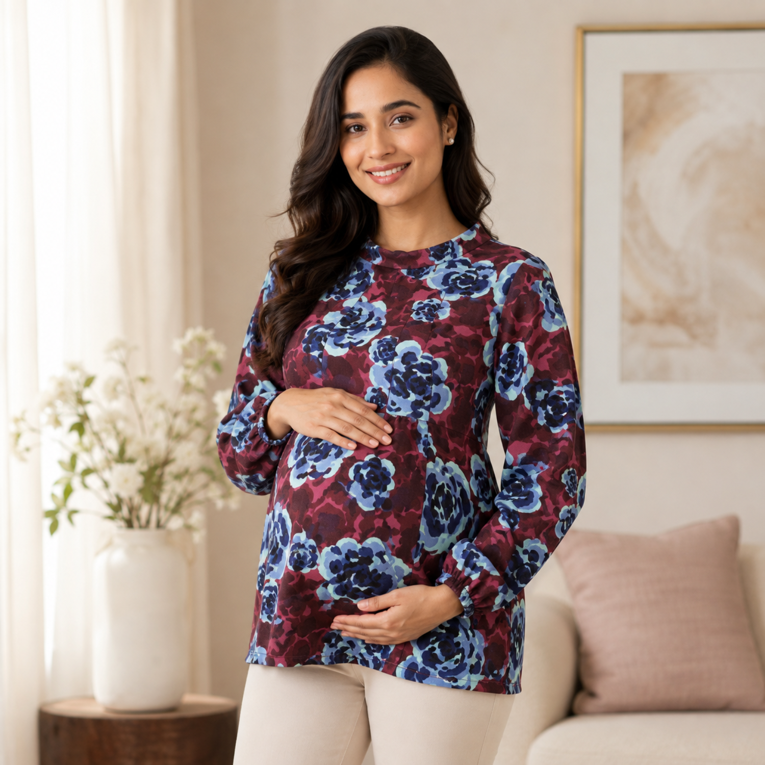 Wildflower Whimsy Maternity and Nursing Sweatshirt Multi