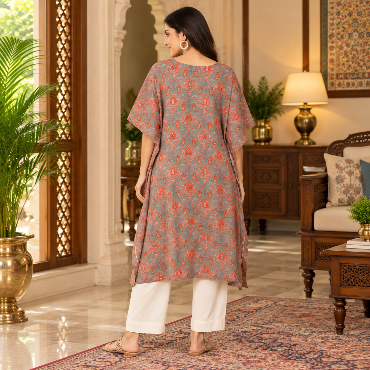 Chand Sitare Maternity and Nursing Kaftan Kurta Set Yellow
