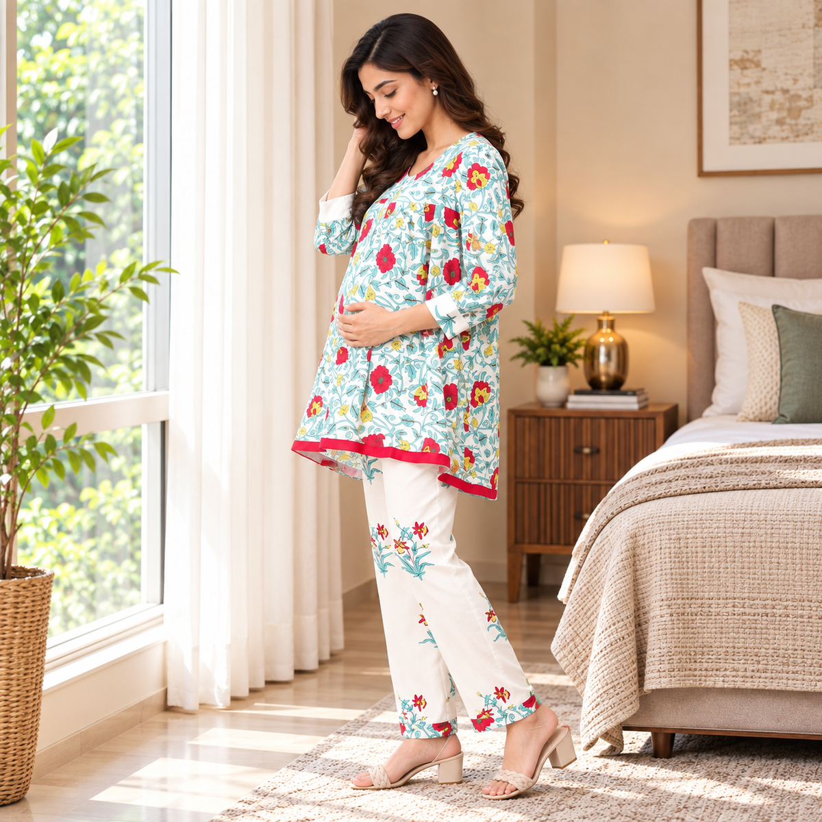 Petal & Pulse Maternity and Nursing Co Ord Set Multi