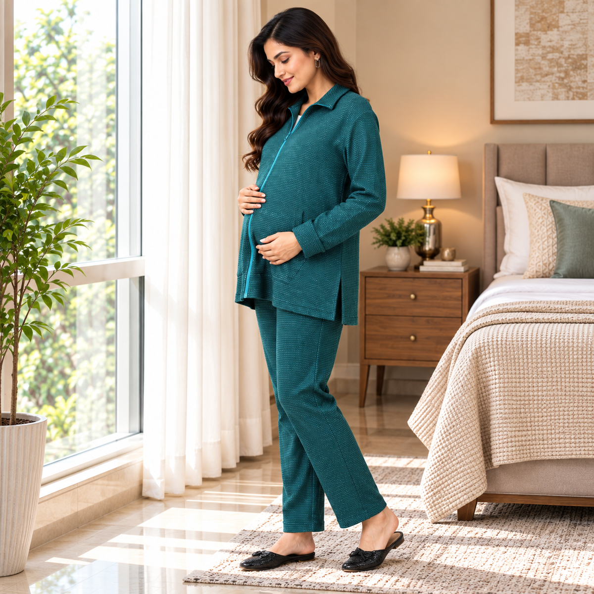 Green Virtue Maternity and Nursing Bomber Jacket Co Ord Set Green