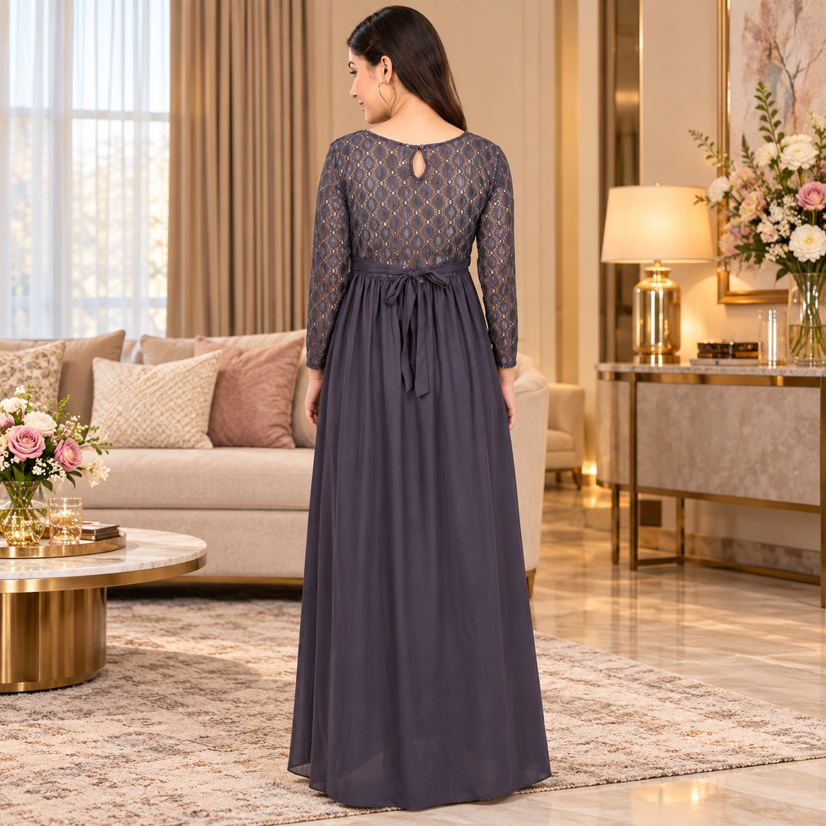 Glamorous Maternity Gown Grey