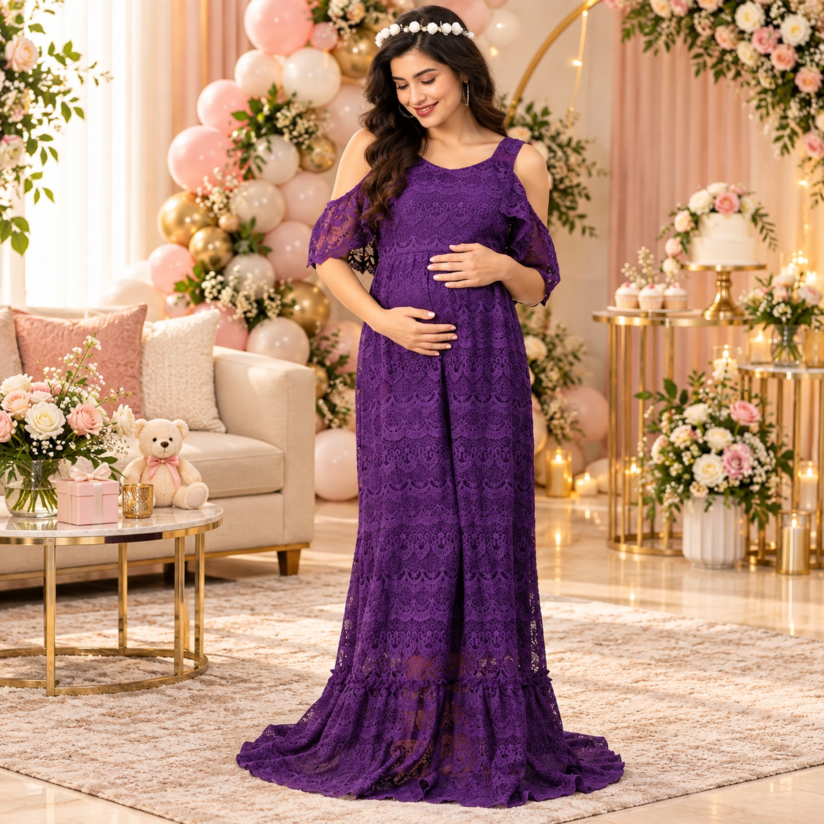 Her Majesty Maternity Photoshoot Gown Purple