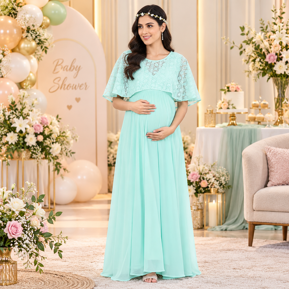 Misty Miss Jade Maternity and Nursing Gown Mint