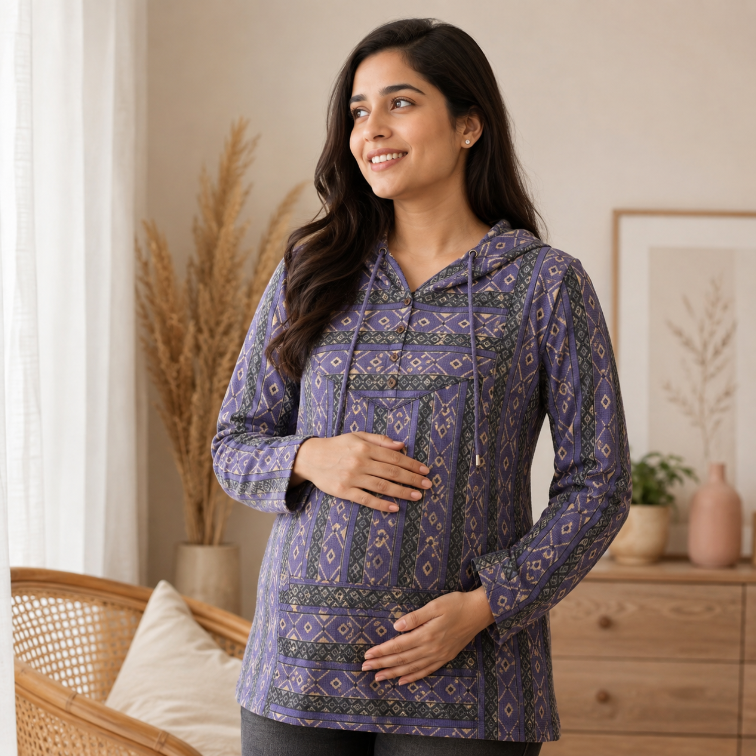 Euphoric Dazzle Maternity and Nursing Hoodie Sweatshirt Purple