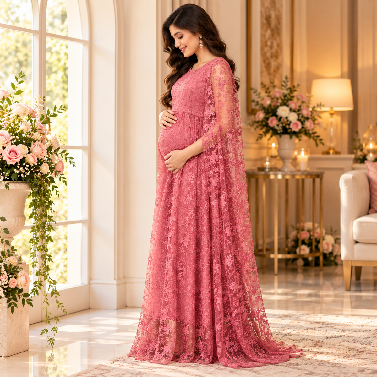 Blushing Mauve Maternity Photoshoot Gown Mauve