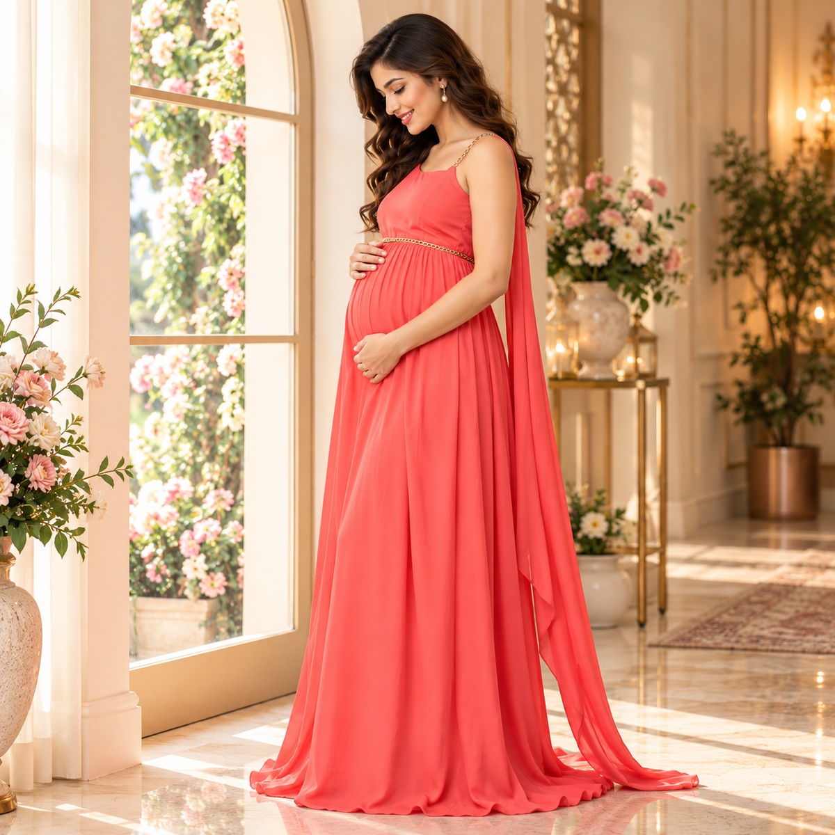 Touch of Sass Maternity Photoshoot Gown Orange