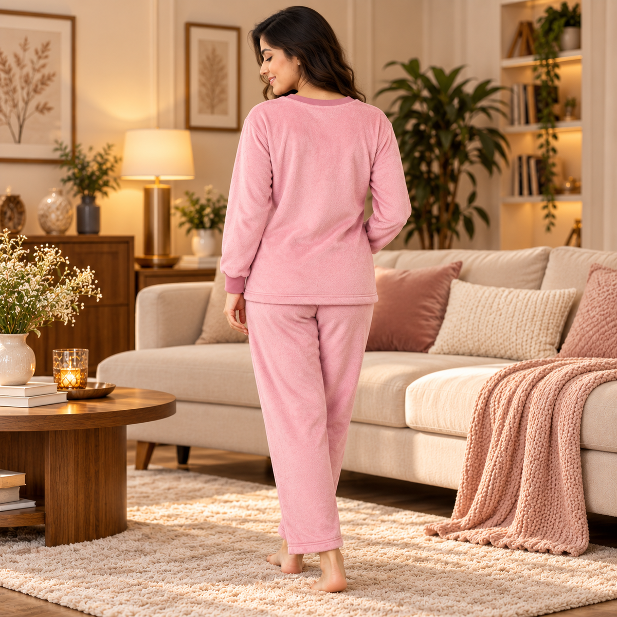 Puffin in Pink Womens Fleece Night Suit Pink