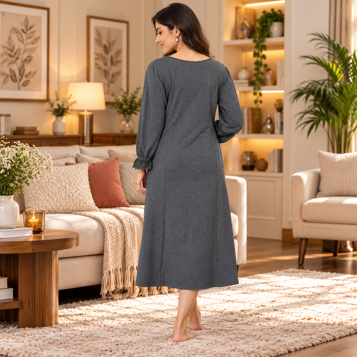 Night Shadow Maternity and Nursing Sweater Dress Grey
