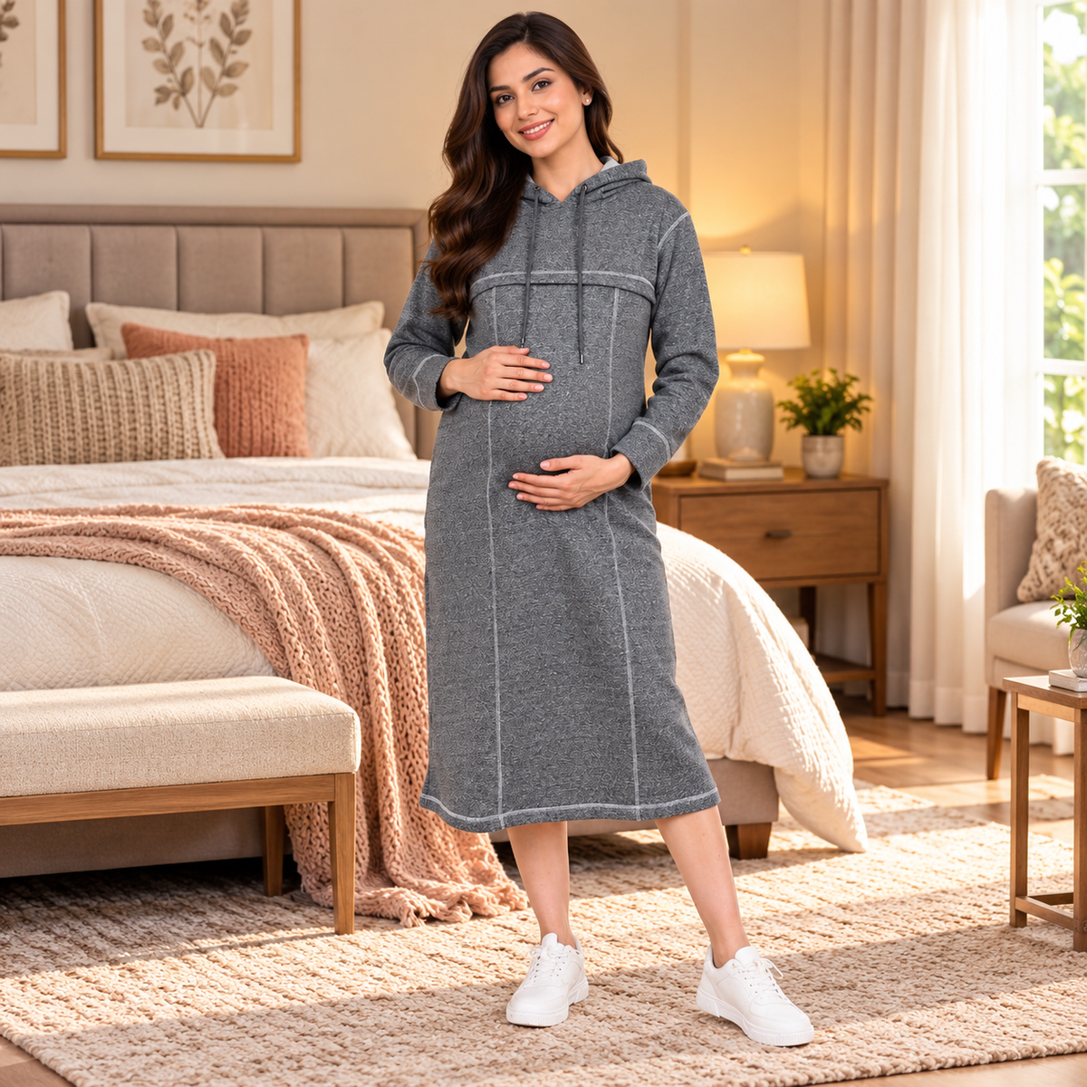 Undercover Cozy Maternity and Nursing Hoodie Dress Grey