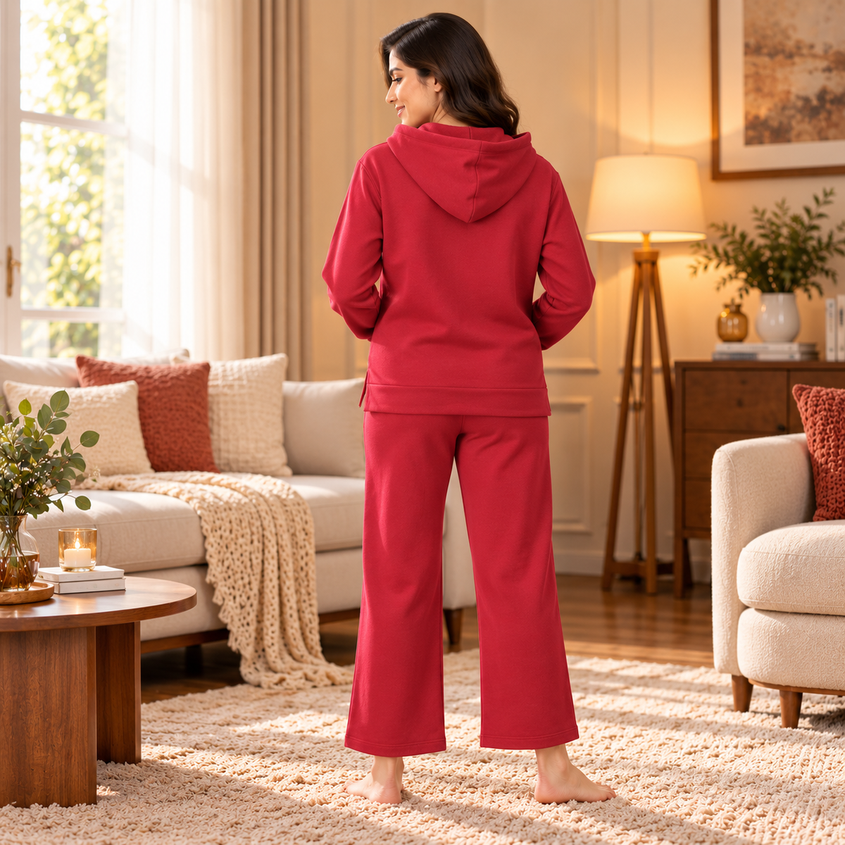 Magenta Blossom Maternity and Nursing Hoodie Pajama Set Magenta
