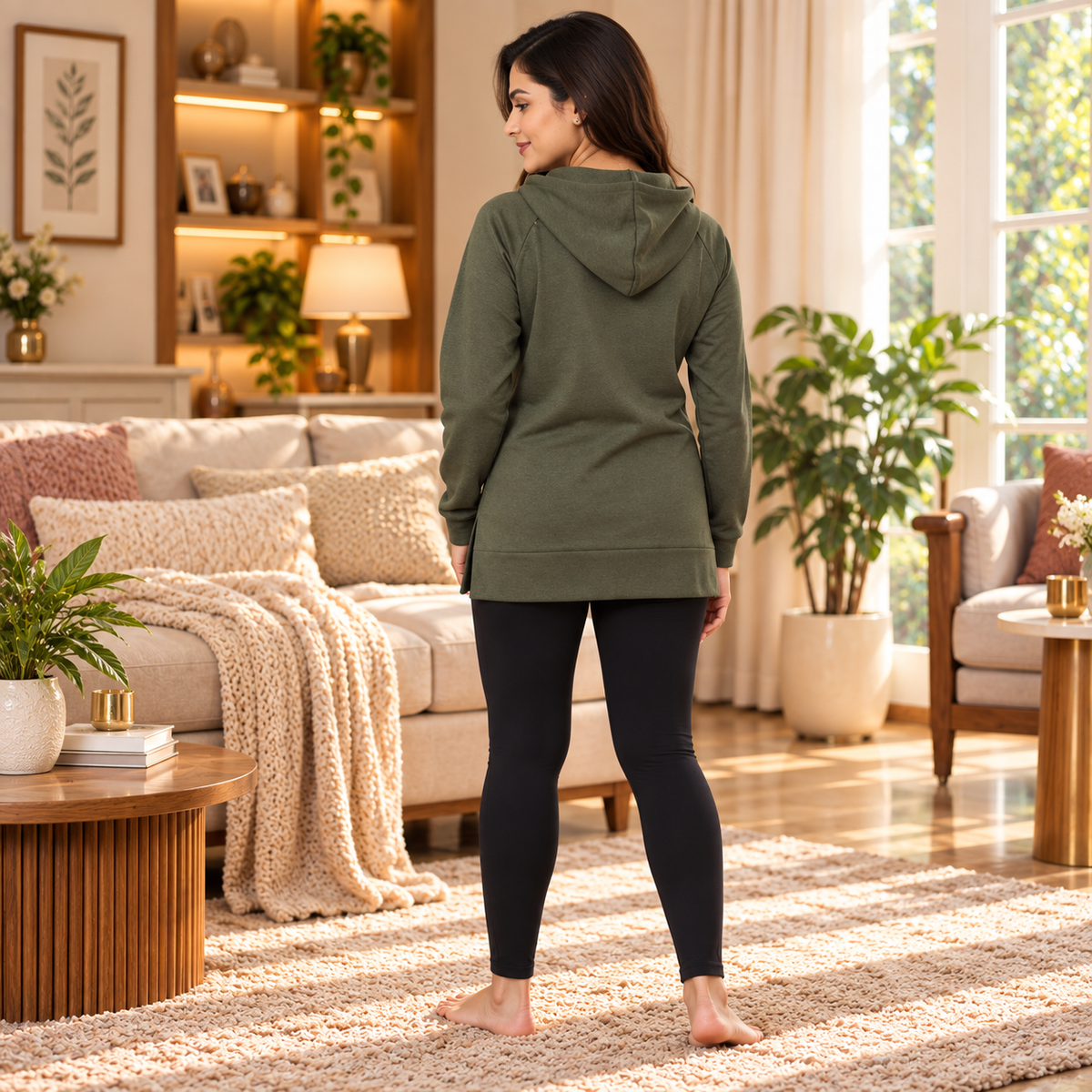 Four Leaf Clover Maternity and Nursing Hoodie Olive