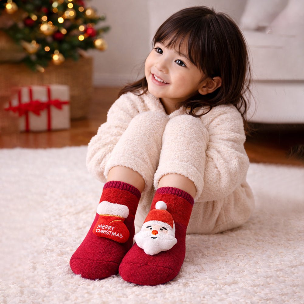 Little Surprise Box 3D Red Santa and Stockings Christmas Socks