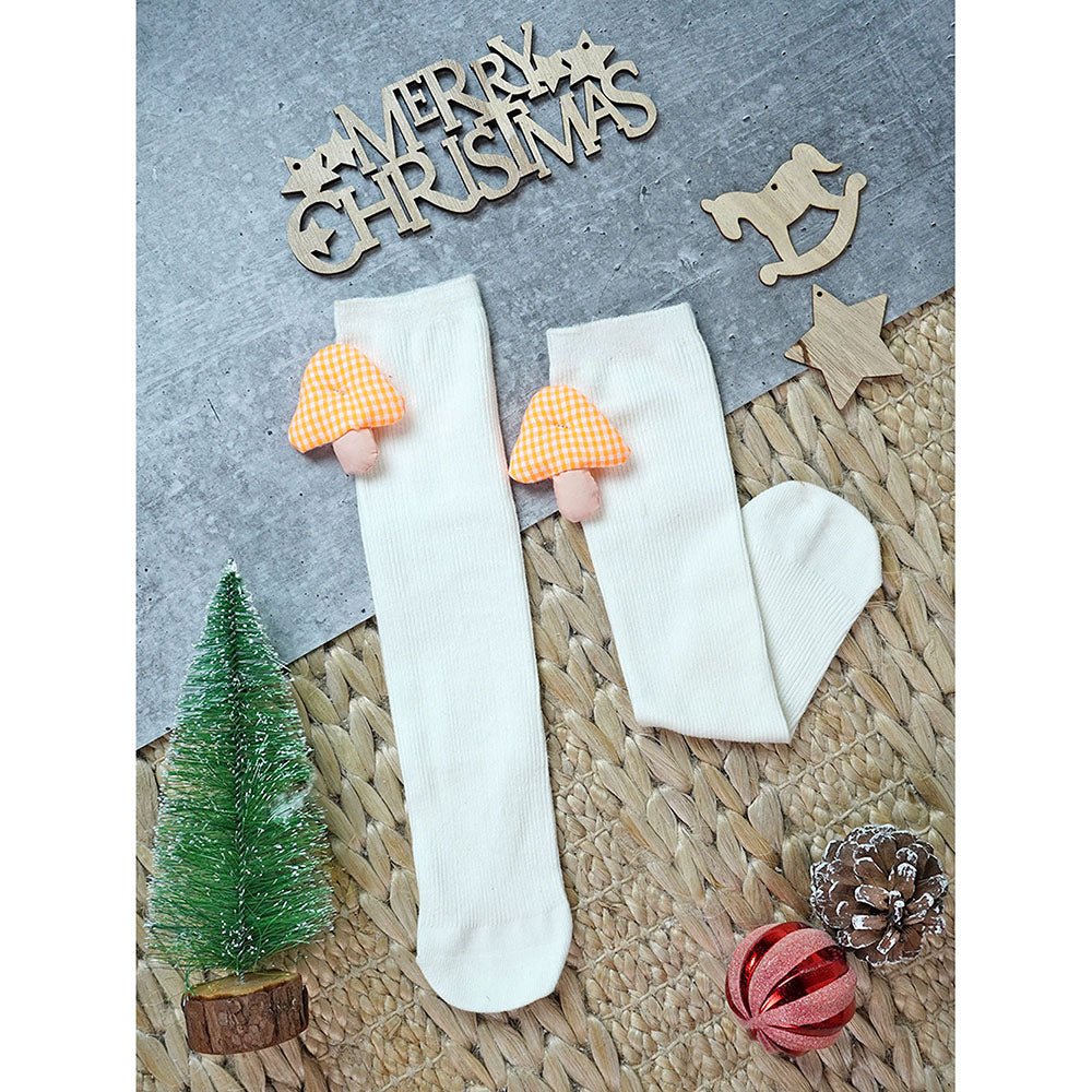 Little Surprise Box Pink Cream Yellow 3D Enchanted Mushrooms Socks Set