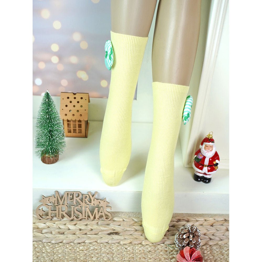 Little Surprise Box Pink Cream Yellow 3D Enchanted Mushrooms Socks Set