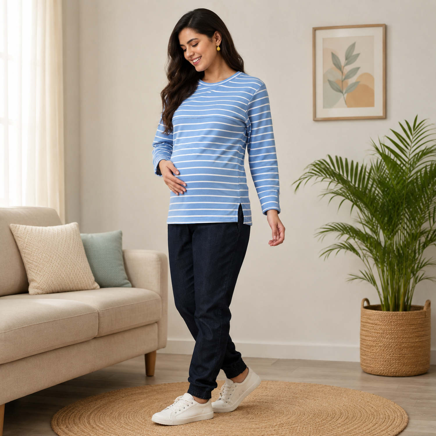 Maritime Muse Maternity and Nursing Sweatshirt Blue