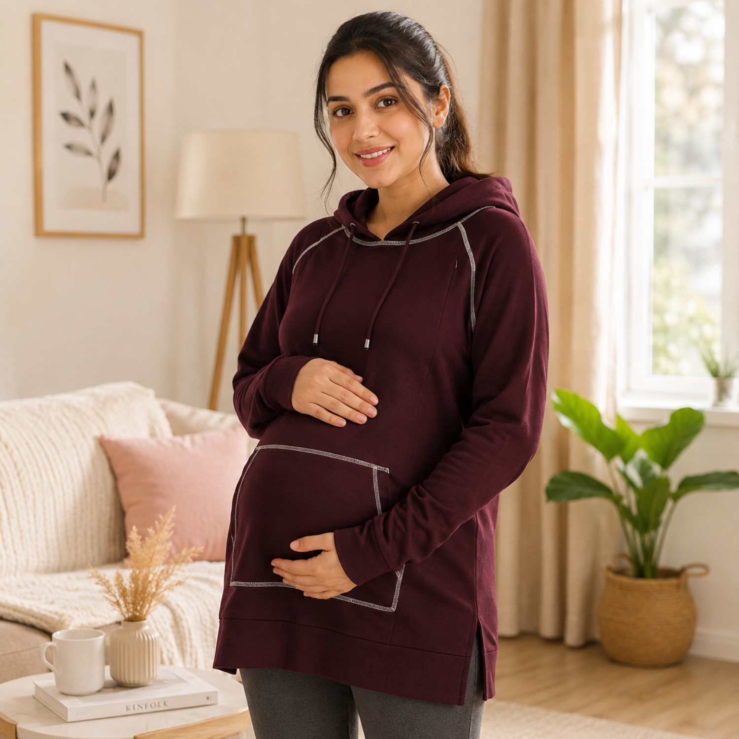 Grape to Meet You Maternity & Nursing Hoodie Sweatshirt - Wine
