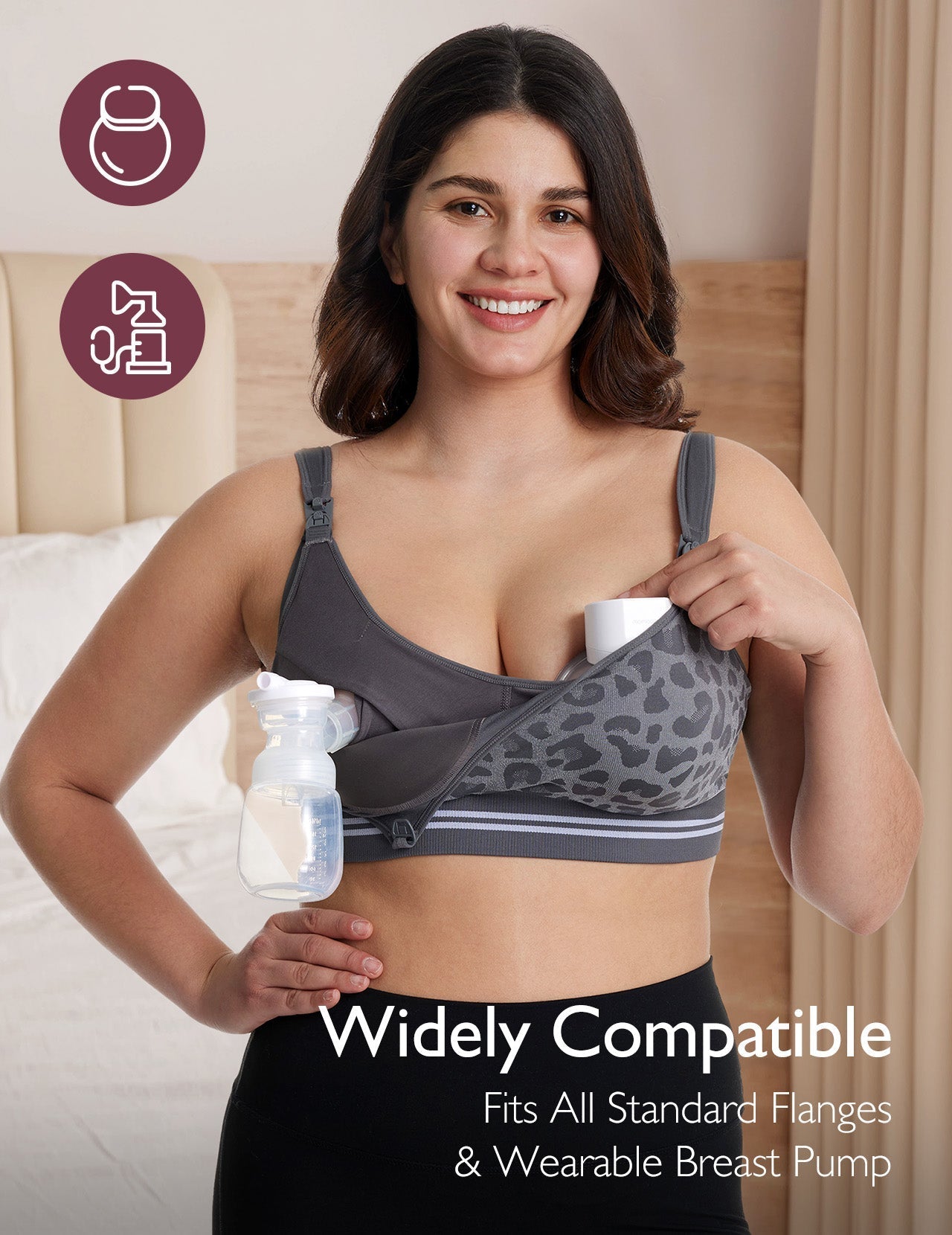 Momcozy 4-in-1 Hands-Free Pumping Bra Leopard 0.35lb