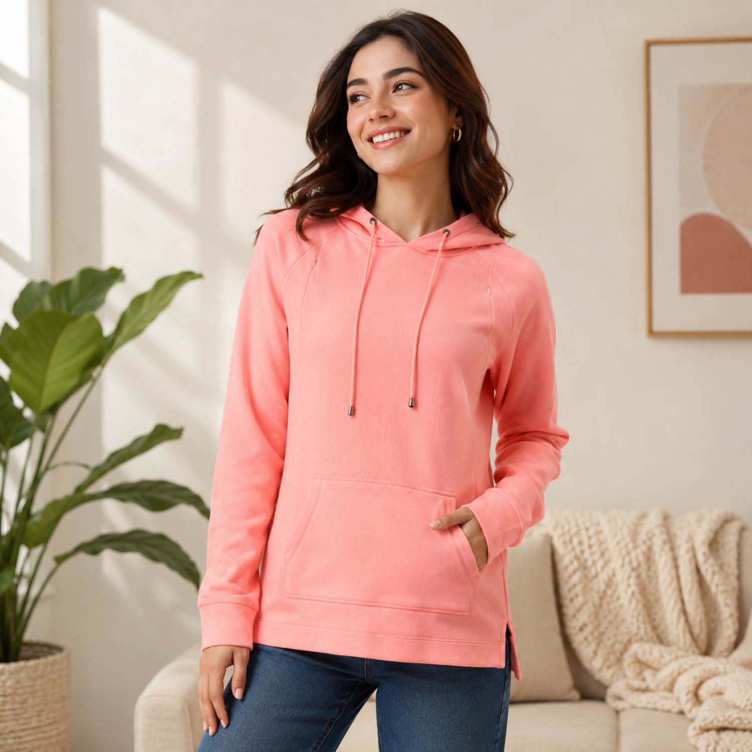 Blush Rush Maternity and Nursing Hoodie Sweatshirt Pink