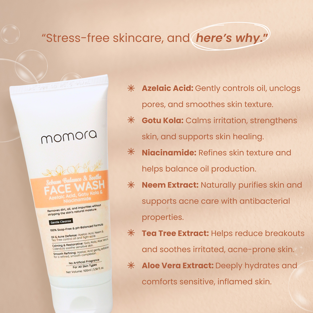 Momora Sebum Balance & Soothe Face Wash Pregnancy Safe Anti Acne 100g