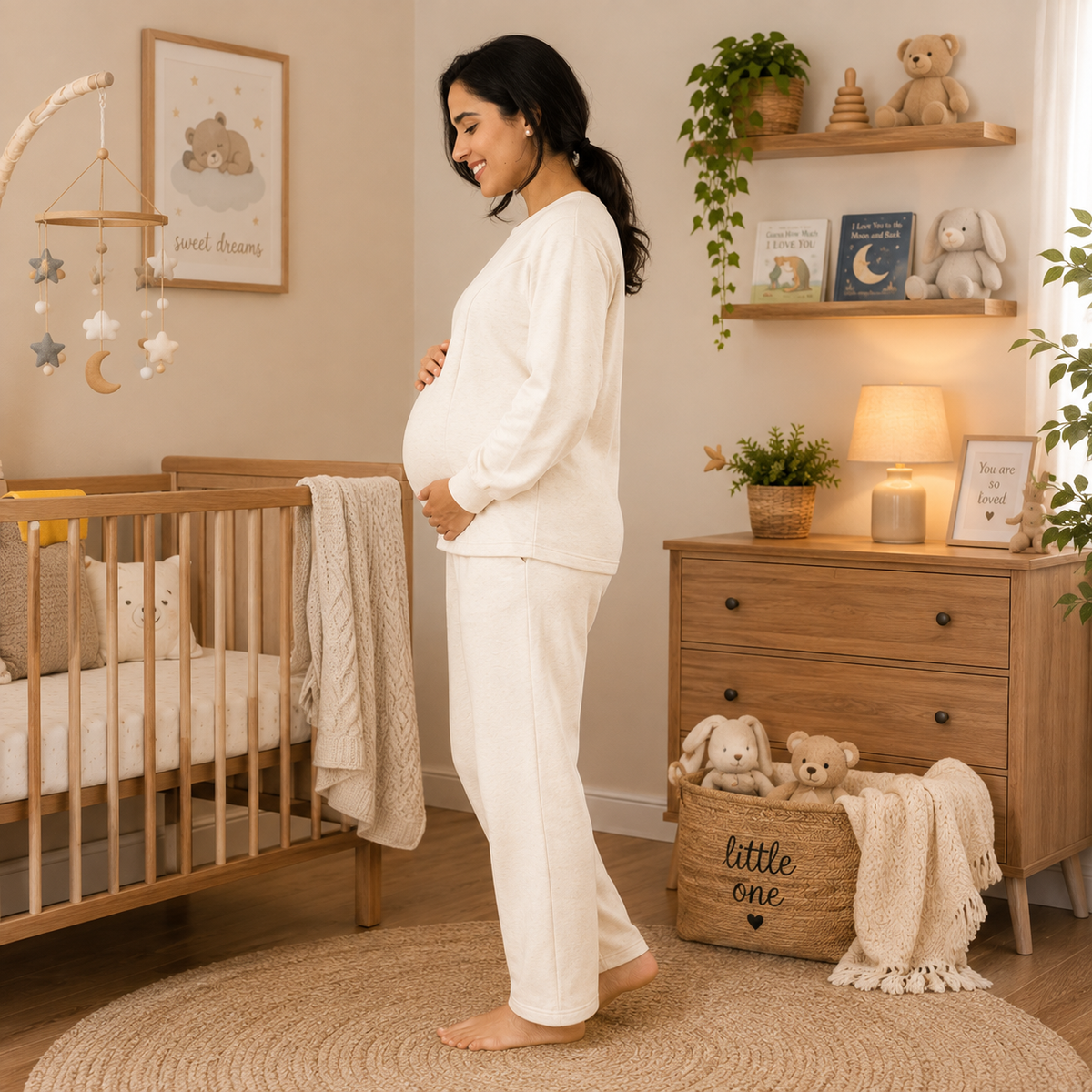 Whale Song Maternity and Nursing Pajama Loungewear Set Grey
