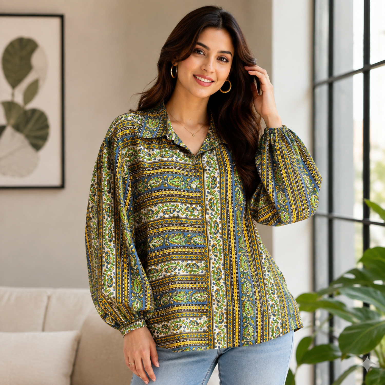 Chitrakriti Maternity and Nursing Oversized Shirt Multi