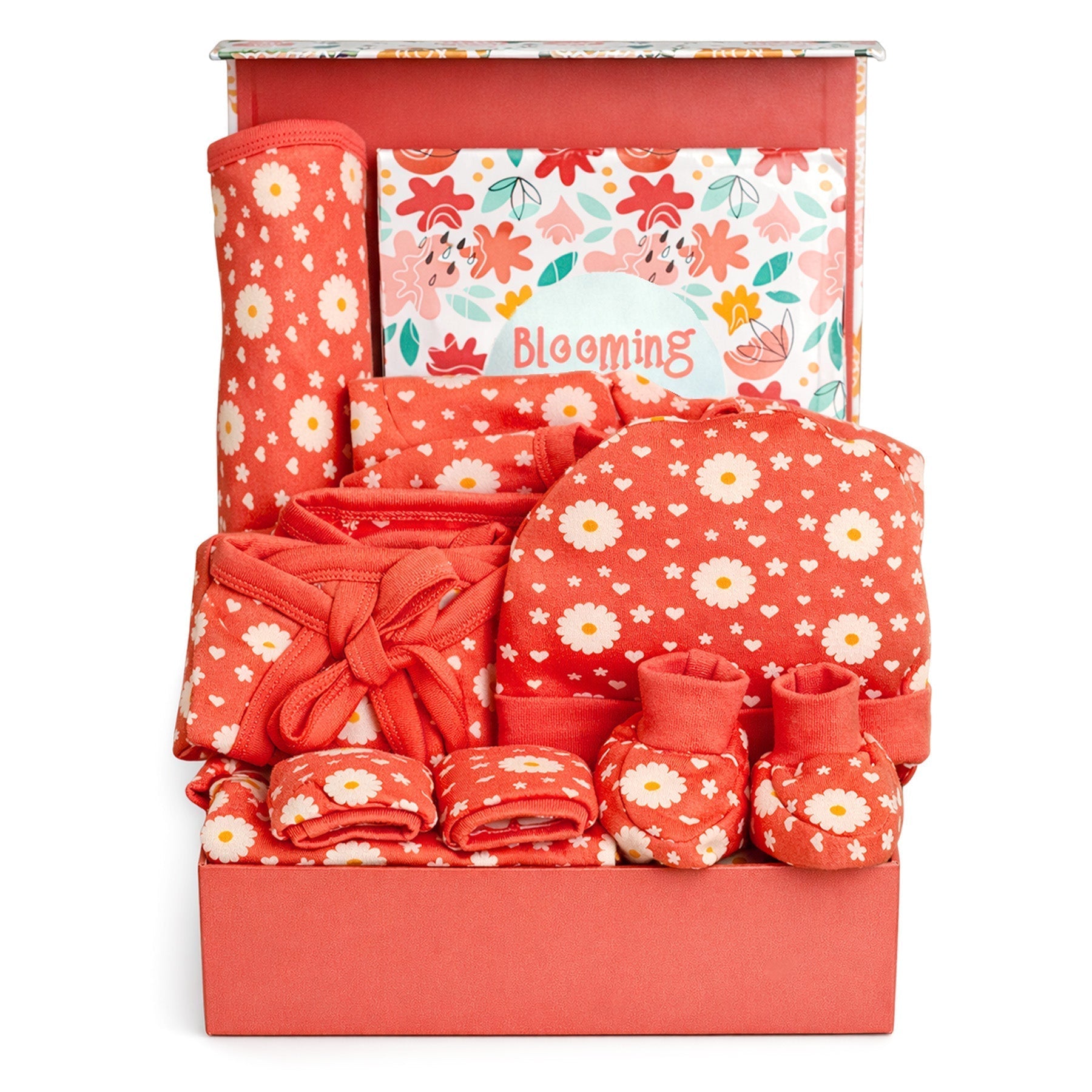 Blossom Bundle 7 PCS Newborn Unisex Gift Hamper Set With Milestone Cards