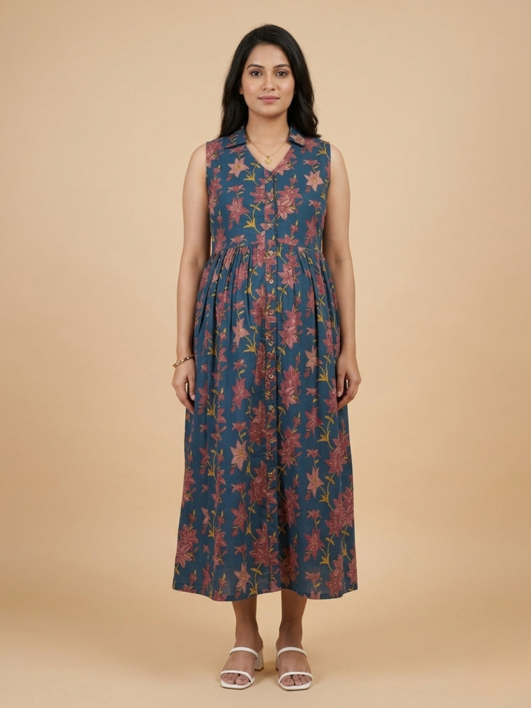  Blue Petal Story Maternity and Nursing Sleeveless Dress Blue
