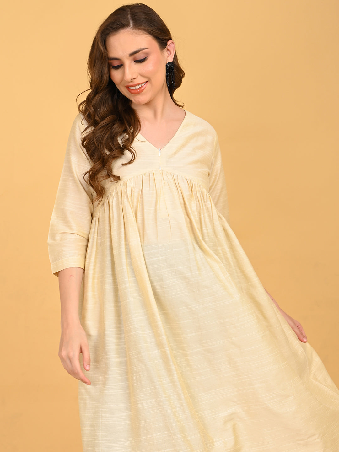  Sukoon Maternity and Nursing Silk Kurta Cream