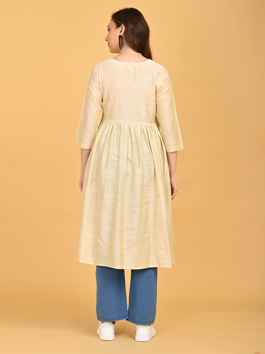  Sukoon Maternity and Nursing Silk Kurta Cream