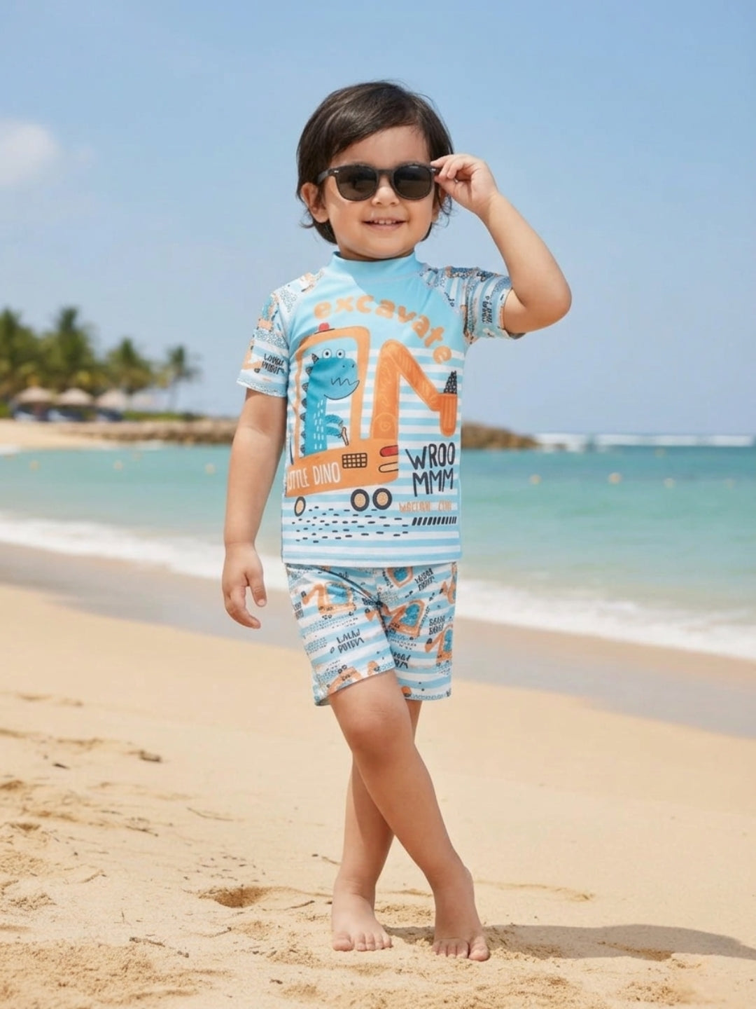 Digger Dino Boys T-shirt And Short Swim Set