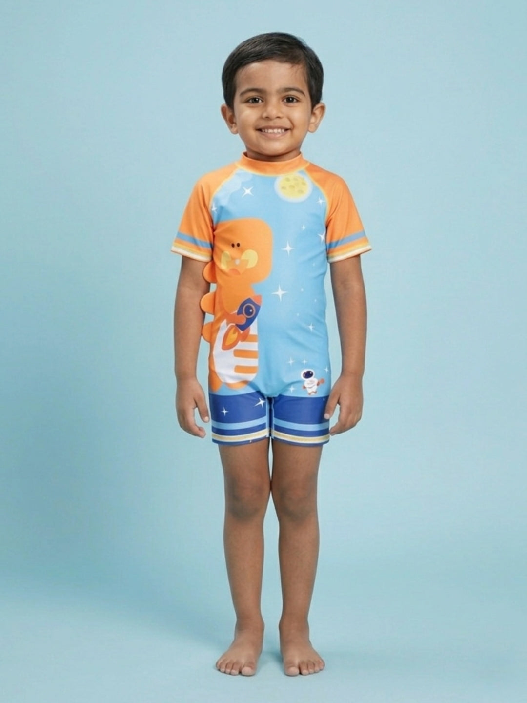 Dino Adventure Boys Swimsuit With Matching Cap